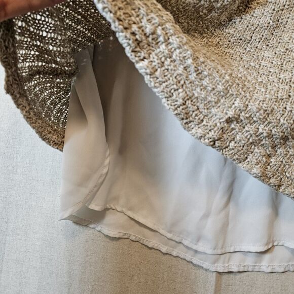 Zara W/B Collection Womens Layered Top Tan Knit Sweater Over Cream Medium *flaw* - Picture 3 of 9